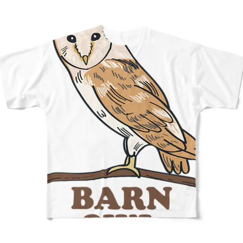 BARN OWL -メンフクロウ- フルグラフィックTシャツ