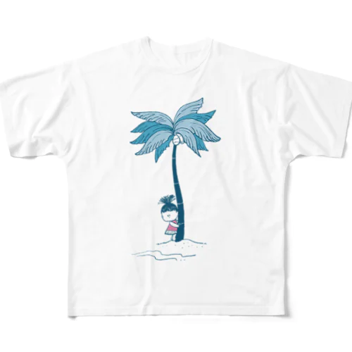 MINIBANANA ヤシの木と女の子 All-Over Print T-Shirt