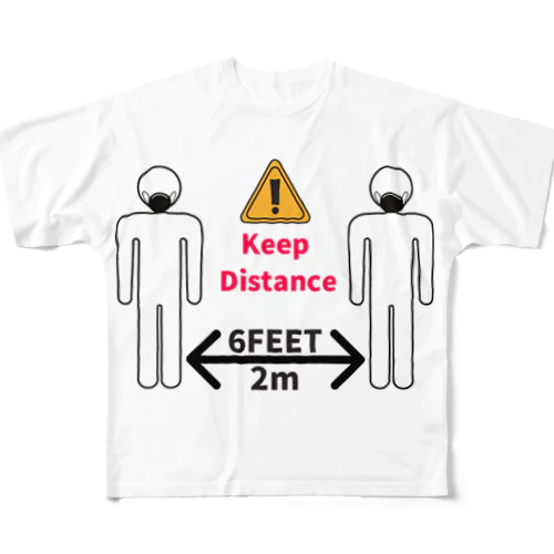 Keep Distance フルグラフィックTシャツ