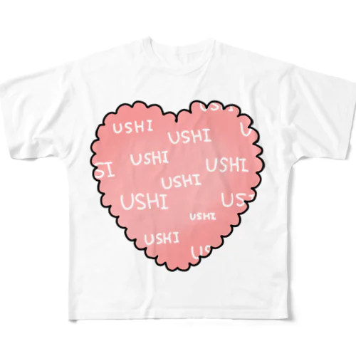 USHIハート フルグラフィックTシャツ