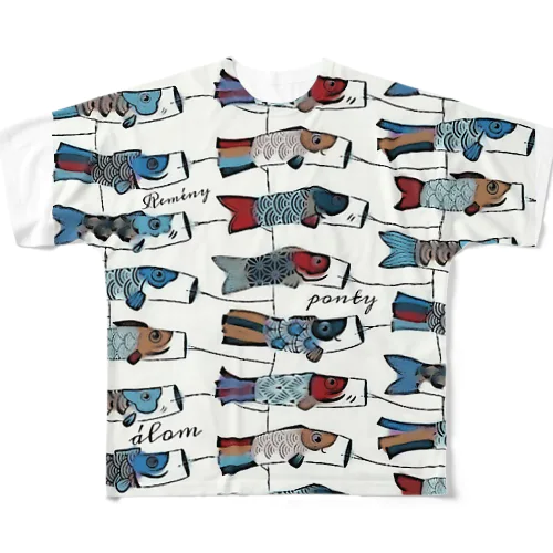 レトロ鯉 フルグラフィックTシャツ