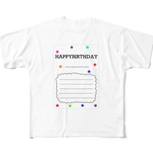 誕生日メッセージカード フルグラフィックTシャツ