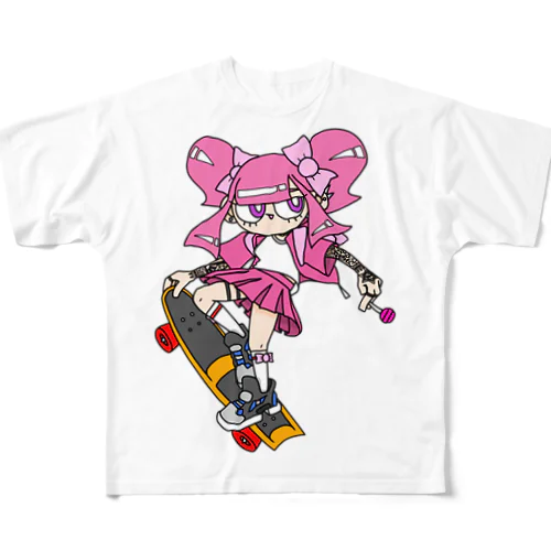 NerdCatHoodies SK8 girl 5 All-Over Print T-Shirt