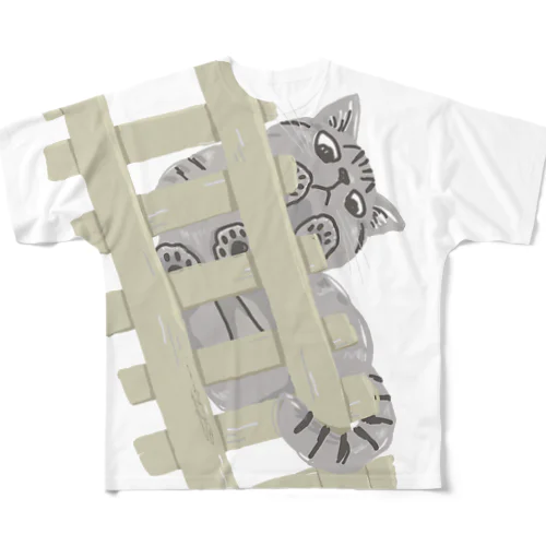 見下ろすネコ All-Over Print T-Shirt