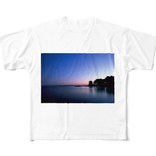 夕陽が沈んだ海岸線 フルグラフィックTシャツ