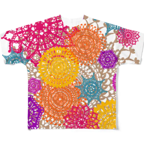 レースのお花畑 トロピカルカラー All-Over Print T-Shirt