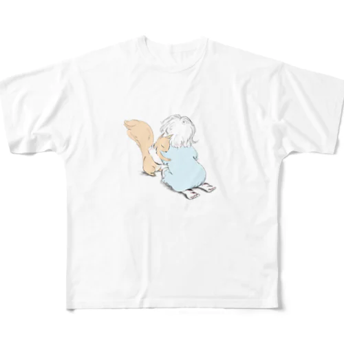 りすくん　hug me フルグラフィックTシャツ