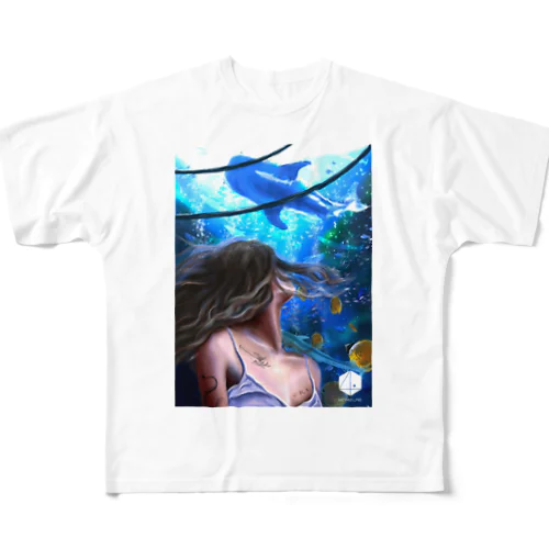 ジンベイザメのいる水族館 フルグラフィックTシャツ