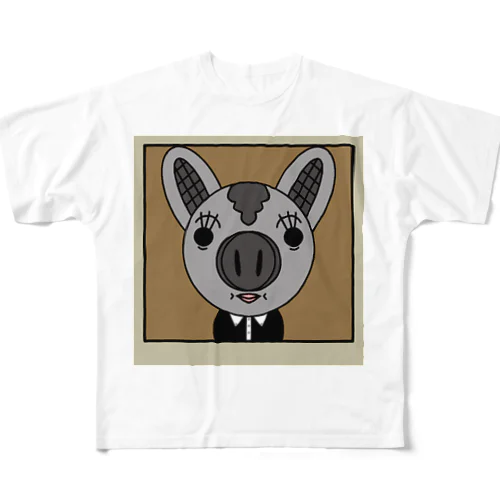 ピキーン！うさぶた寝不足 All-Over Print T-Shirt