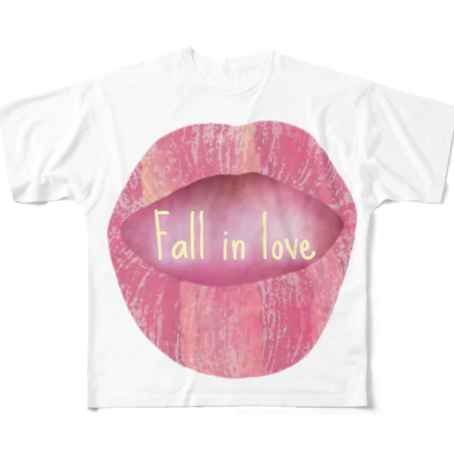 Lips💋 foll in love フルグラフィックTシャツ