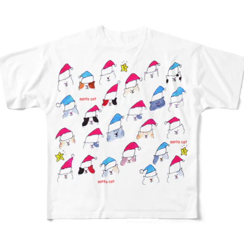 サンタのネコたち All-Over Print T-Shirt