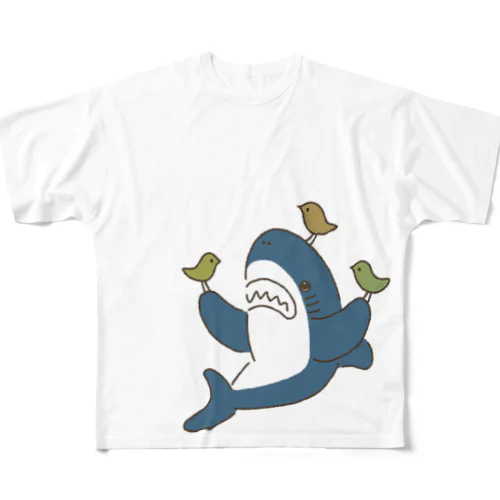 ことりとサメ All-Over Print T-Shirt