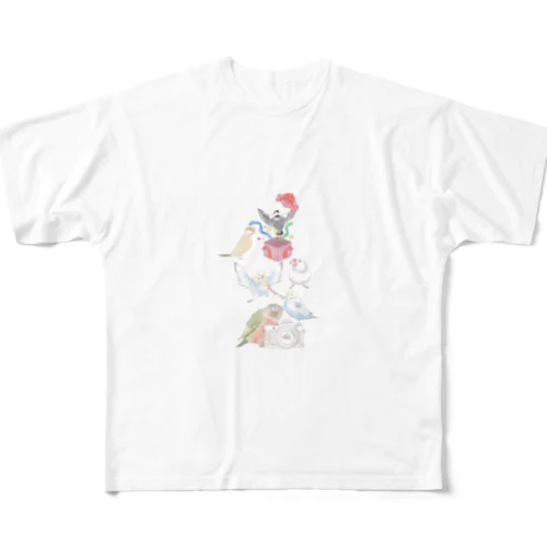 【ぱーてぃー 2】インコ 文鳥 鳥 All-Over Print T-Shirt