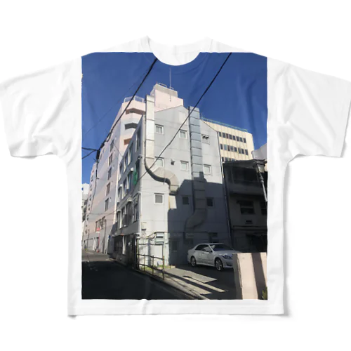 藤沢駅の近くののビルの写真 フルグラフィックTシャツ