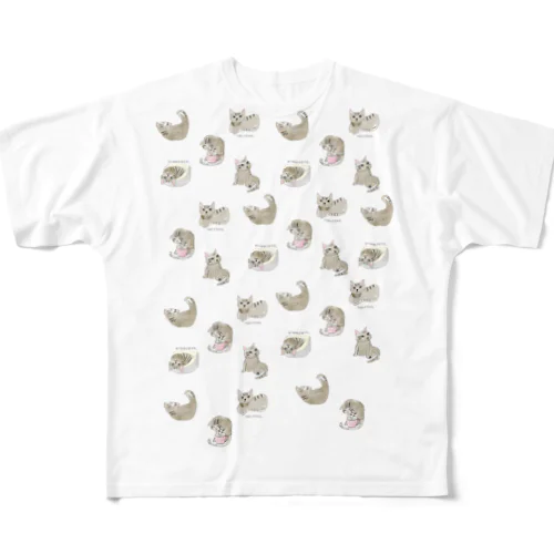 しま猫 All-Over Print T-Shirt