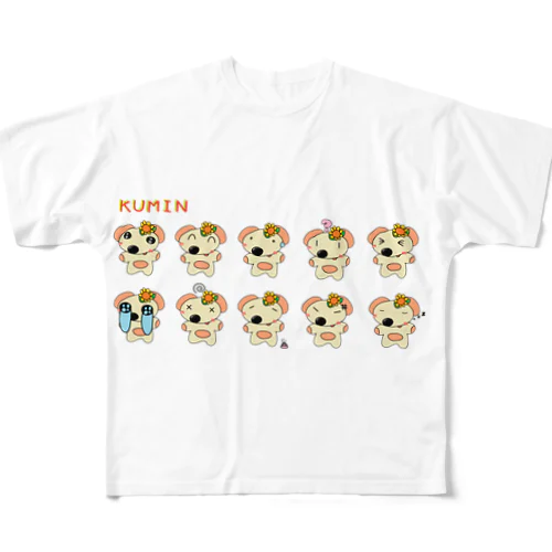 KUMIN（くーみん） フルグラフィックTシャツ