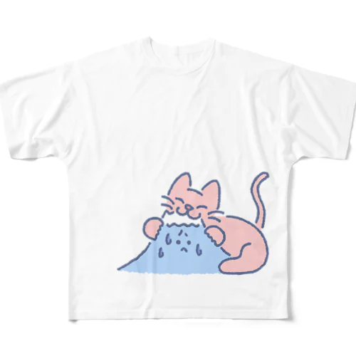 デカいねこと喰われるやま All-Over Print T-Shirt