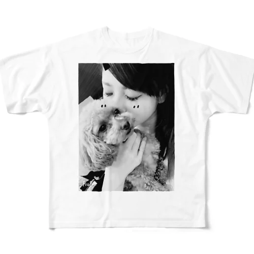 愛犬と美女 フルグラフィックTシャツ