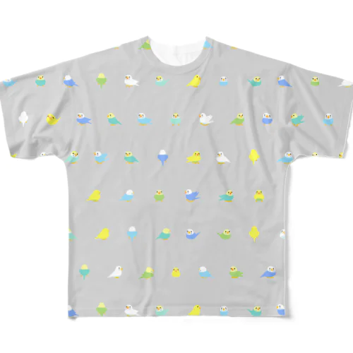 ちみまめセキセイインコちゃん【まめるりはことり】 All-Over Print T-Shirt