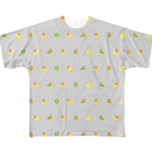 ちみまめコザクラインコちゃん【まめるりはことり】 All-Over Print T-Shirt