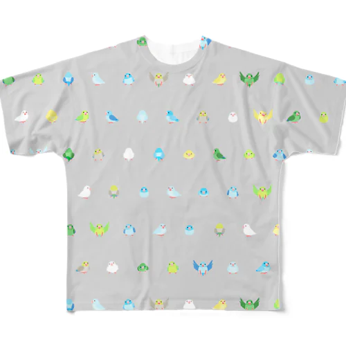 ちみまめマメルリハちゃん【まめるりはことり】 All-Over Print T-Shirt