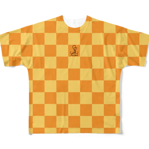 【FreeStylers】check orange yellow フルグラフィックTシャツ