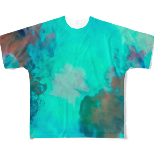 ターコイズ All-Over Print T-Shirt