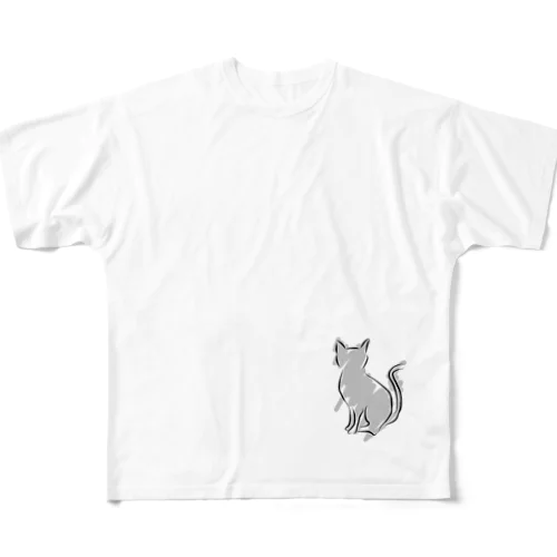 シンプルキャット フルグラフィックTシャツ