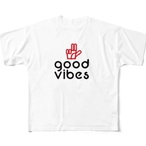 GOODVIBESロゴ フルグラフィックTシャツ