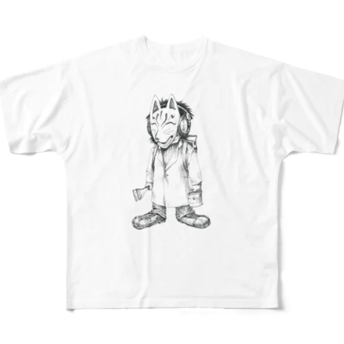 狐面ラジカセ少年 All-Over Print T-Shirt