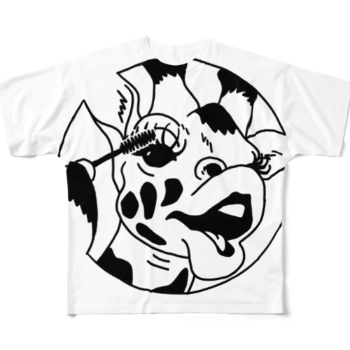 マスカラを塗るキリン All-Over Print T-Shirt