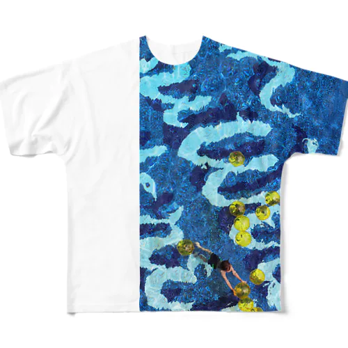 青いプール縦 フルグラフィックTシャツ