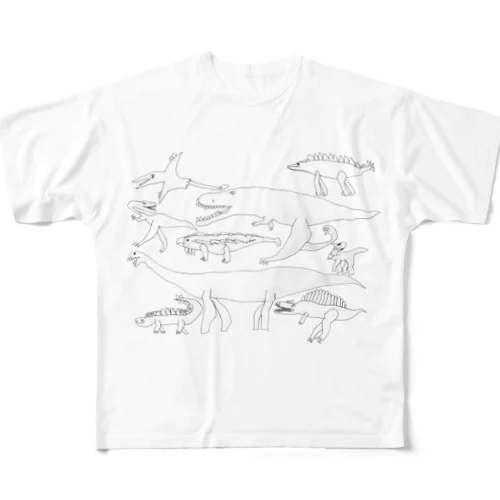 恐竜大行進（きょうりゅうだいこうしん） All-Over Print T-Shirt