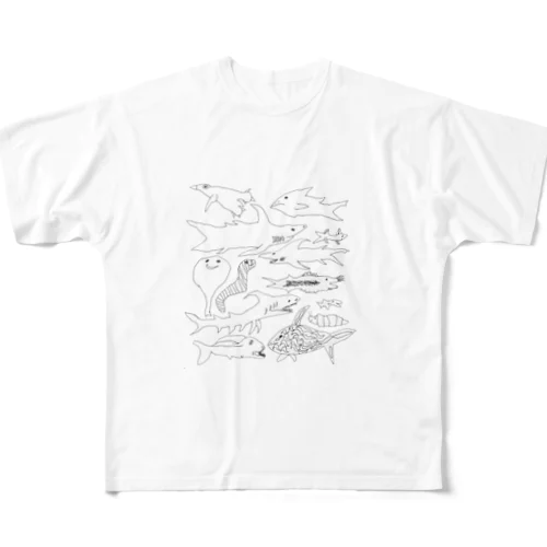 海の生き物（うみのいきもの） フルグラフィックTシャツ