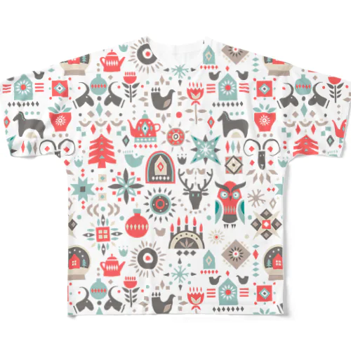 北欧の豊かな森と動物たち。 MODERN All-Over Print T-Shirt