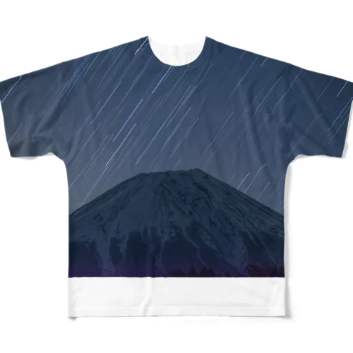 地球は回る　富士山と星 All-Over Print T-Shirt
