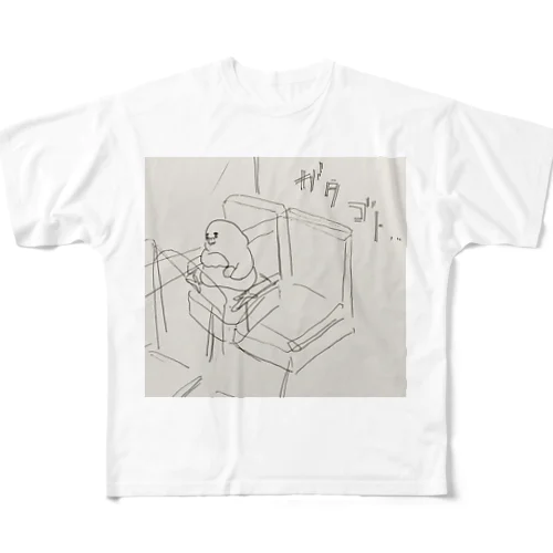 きなこ　電車にゆられて… フルグラフィックTシャツ