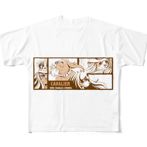 アメコミ風キャバリア（セピア） All-Over Print T-Shirt