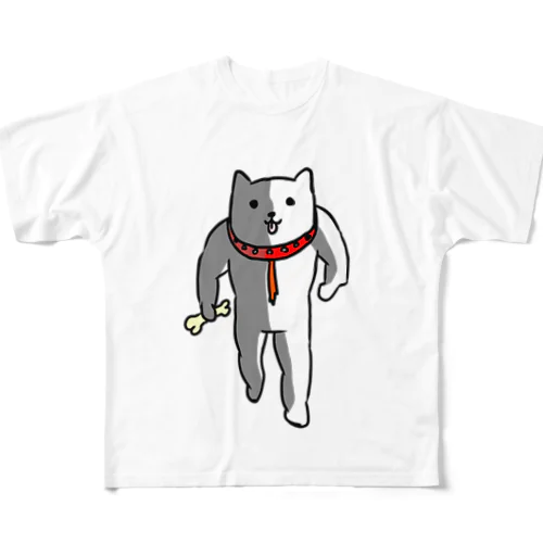 迫り来る犬 フルグラフィックTシャツ