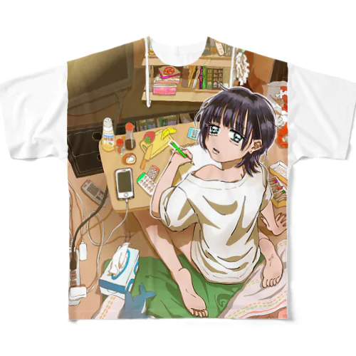 気怠げアフタヌーン フルグラフィックTシャツ