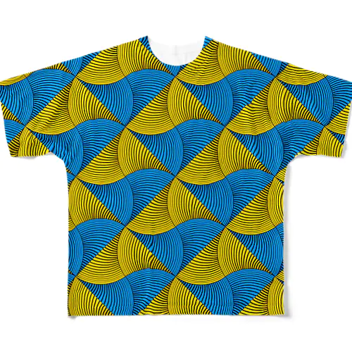 2 COLOR VINTAGE WAVE。 Y/B All-Over Print T-Shirt