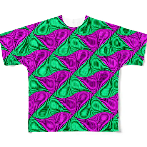 2 COLOR VINTAGE WAVE。 G/P All-Over Print T-Shirt