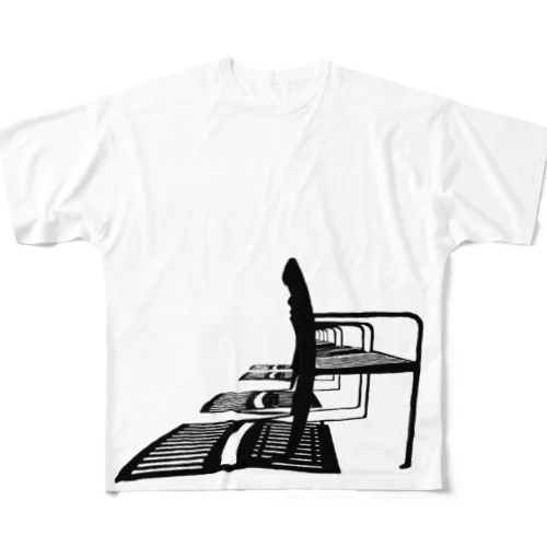 シルエットな椅子と影 フルグラフィックTシャツ