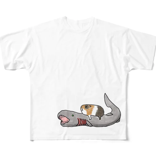 深海×モル　ラブカに乗ったモル All-Over Print T-Shirt