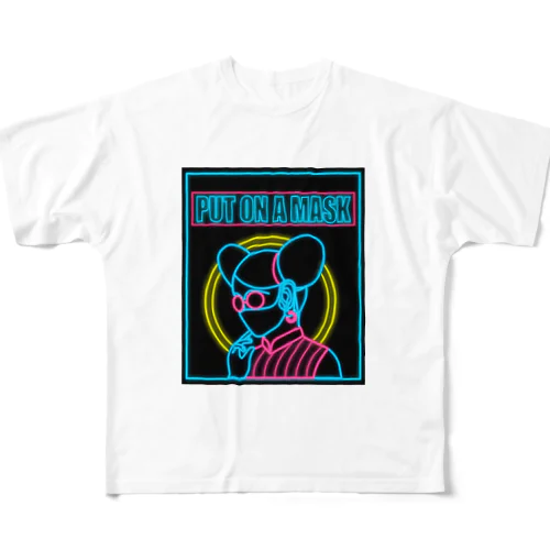 【NEON】PUT ON A MASK(戴上口罩吧)  フルグラフィックTシャツ