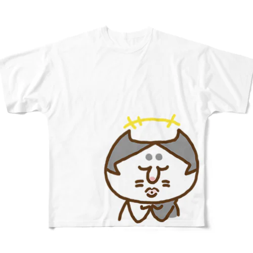 お悟り猫にゃーもん All-Over Print T-Shirt