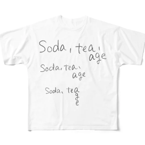 soda, tea, age 2 풀그래픽 티셔츠