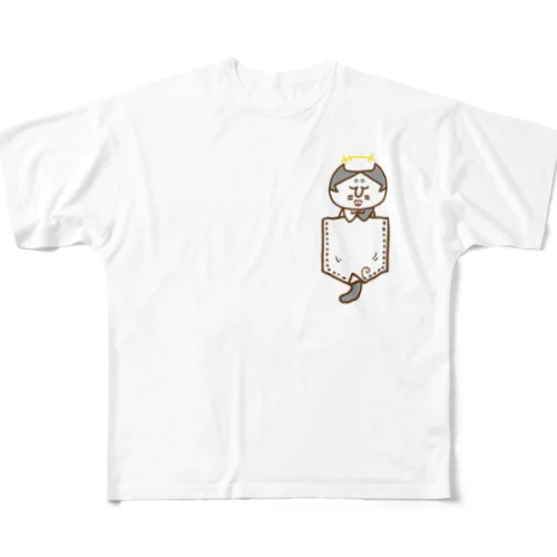 お悟り猫にゃーもん ポッケに夢いっぱい フルグラフィックTシャツ