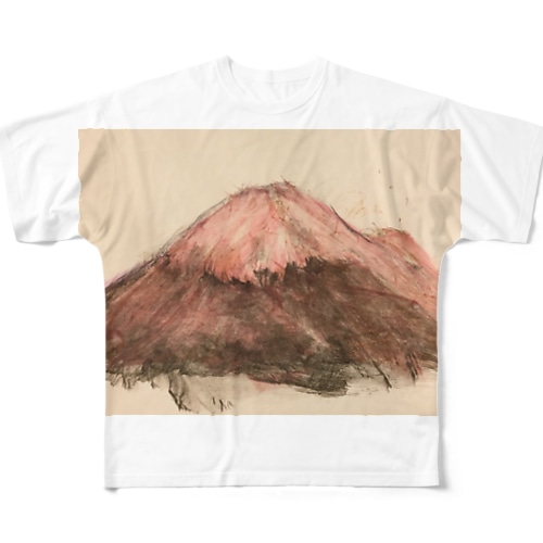 レッド富士山 All-Over Print T-Shirt