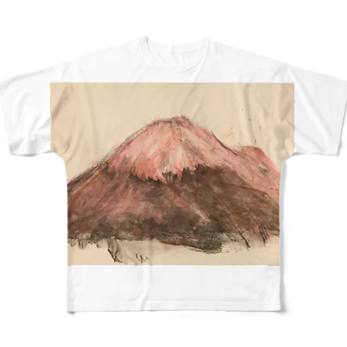 レッド富士山 All-Over Print T-Shirt